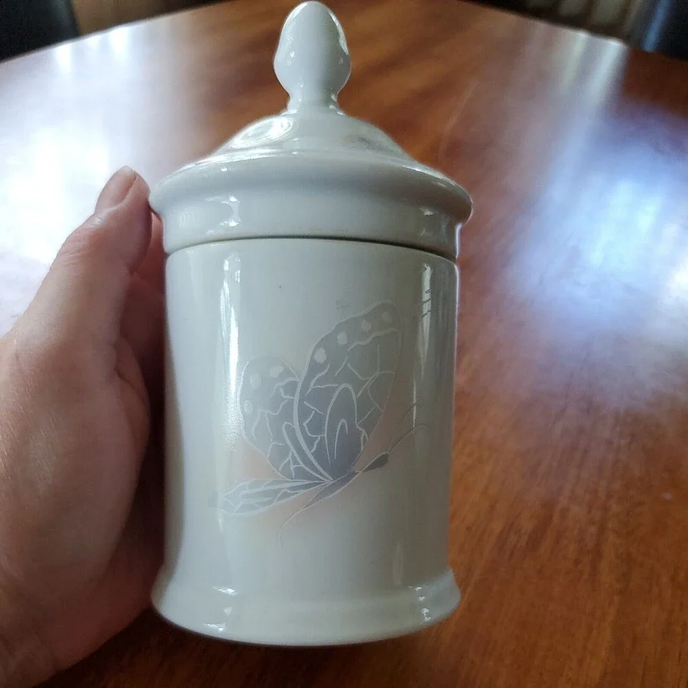 Limoges Vanity Jar with beautiful butterfly